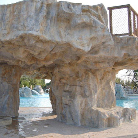 artificial rocks and swimming pool