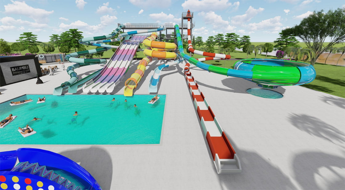 space bowl multi-track waterslides