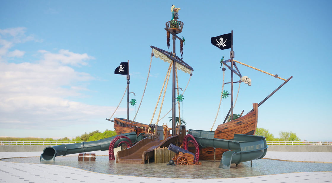 giochi d'acqua nave pirata galeone