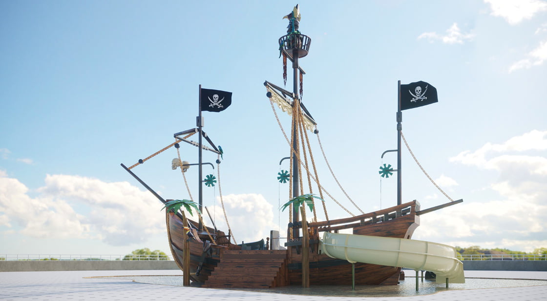 pirate ship galleon water playground